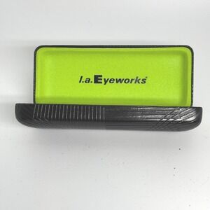 l.a. Eyeworks Hard Clamshell Eyeglasses Case Black Textured Neon Green Interior